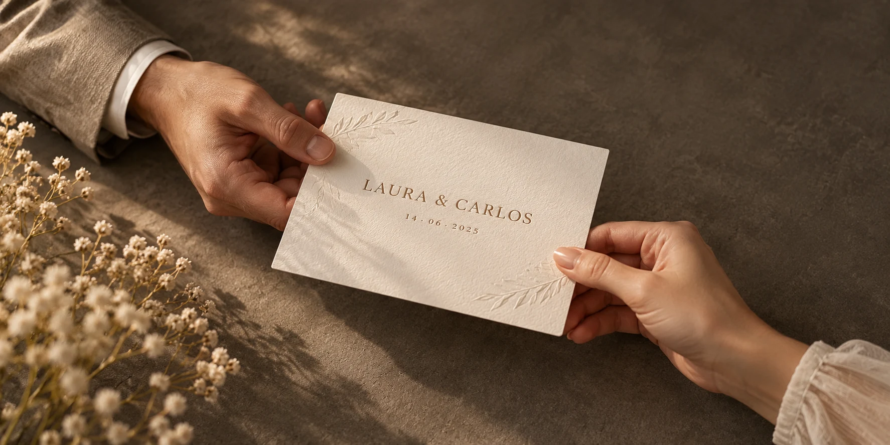Laura y Carlos entregan su invitación de boda