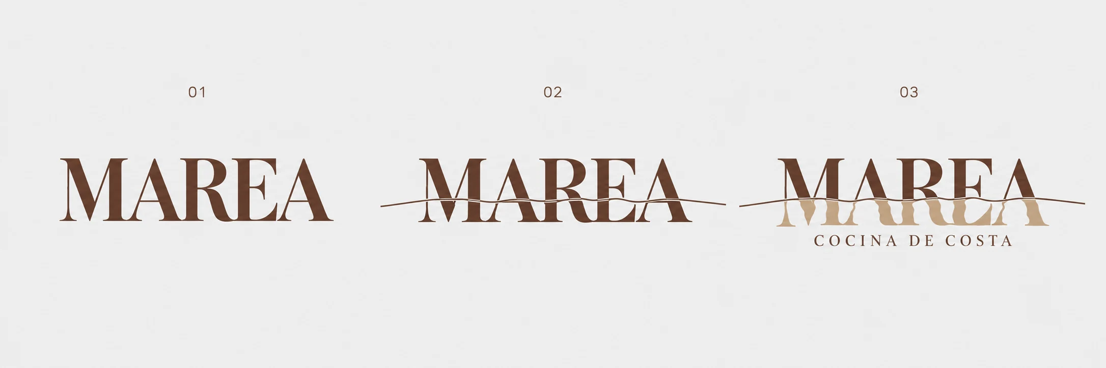Evolución del logotipo MAREA con la línea de marea